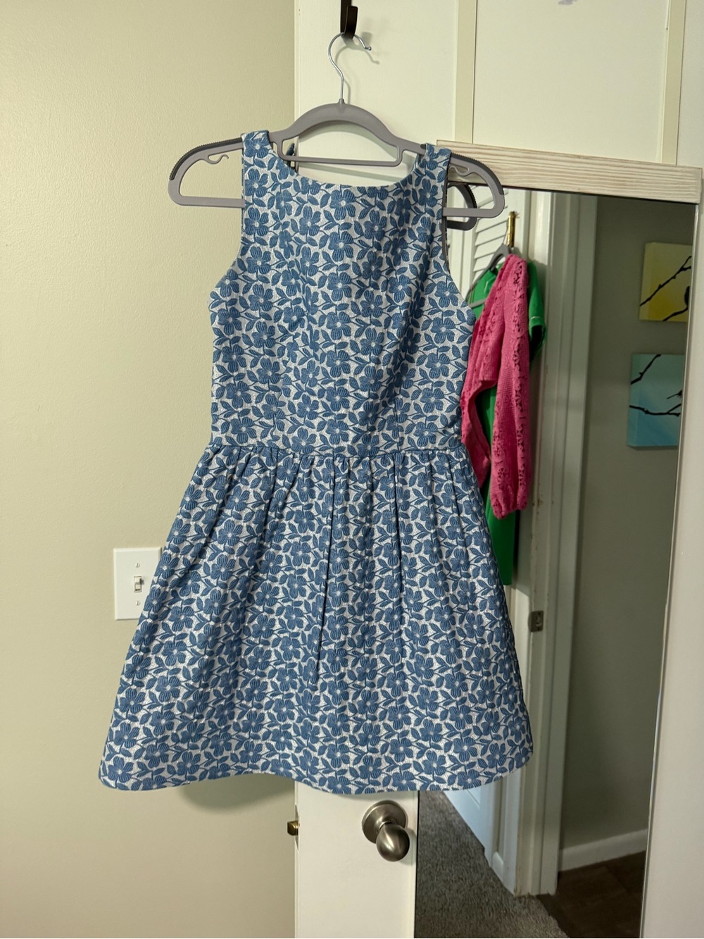 Alice + Olivia Blue and White Floral Fit-and-Flare Dress